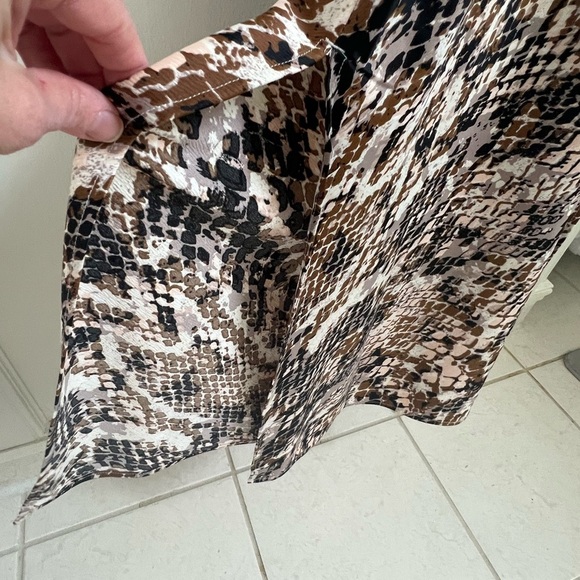 NWT new Anthropologie square neck slip dress animal snake print XS long brown - Picture 10 of 17